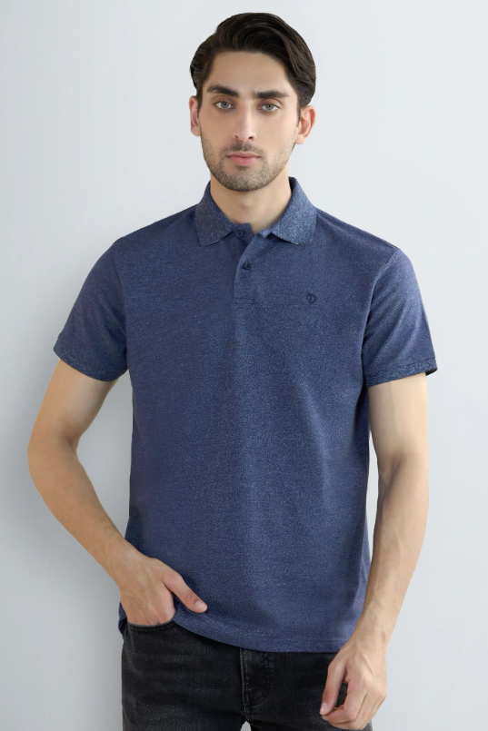 Navy Blue Solid Collar Polo
